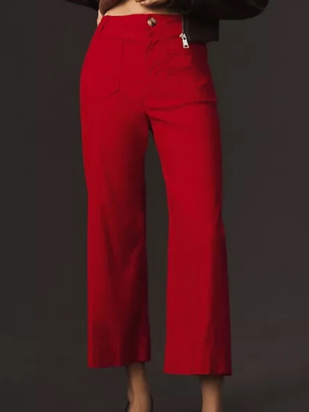 Anthropologie Colette Pants Maeve High Rise Cropped Wide Leg Magic Fabric 26 Red